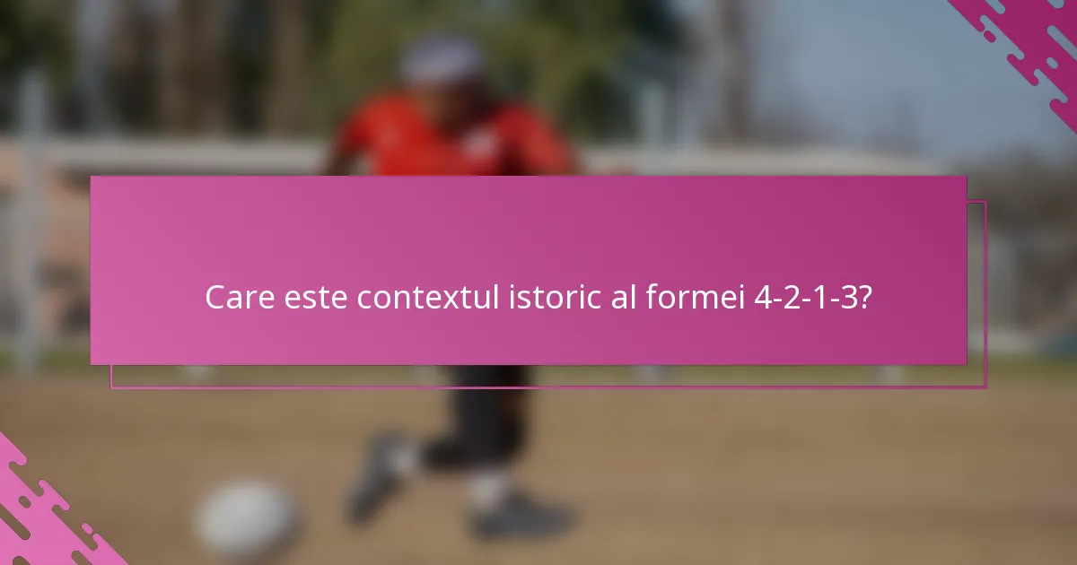 Care este contextul istoric al formei 4-2-1-3?