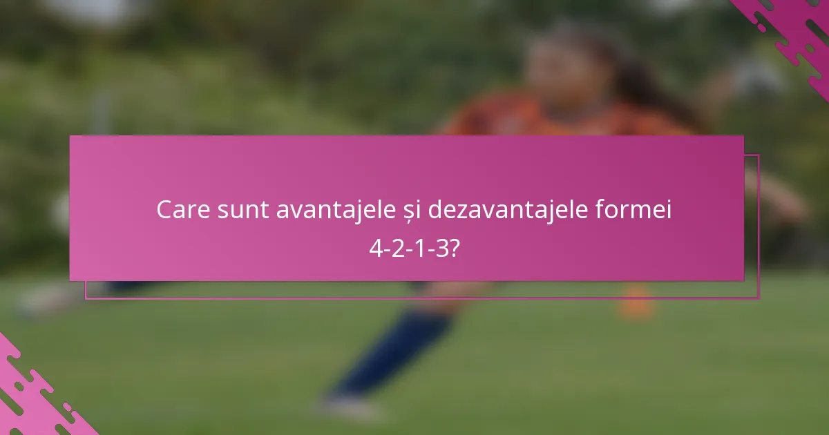 Care sunt avantajele și dezavantajele formei 4-2-1-3?