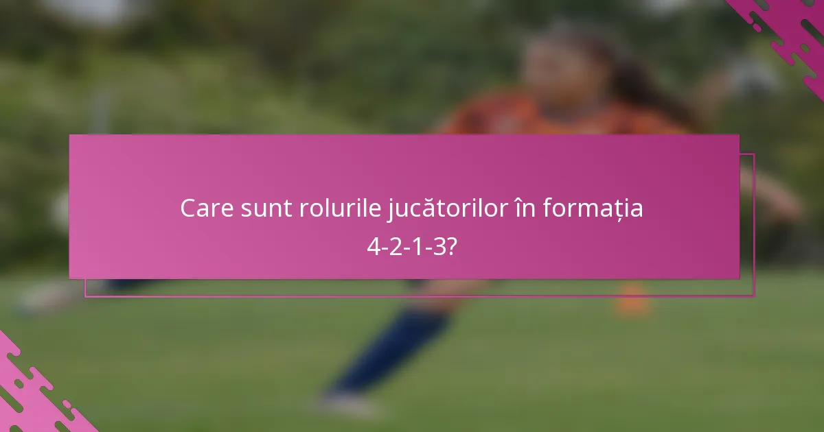 Care sunt rolurile jucătorilor în formația 4-2-1-3?