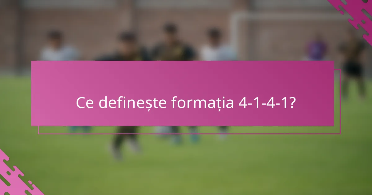 Ce definește formația 4-1-4-1?