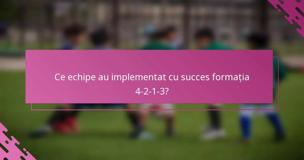 Ce echipe au implementat cu succes formația 4-2-1-3?