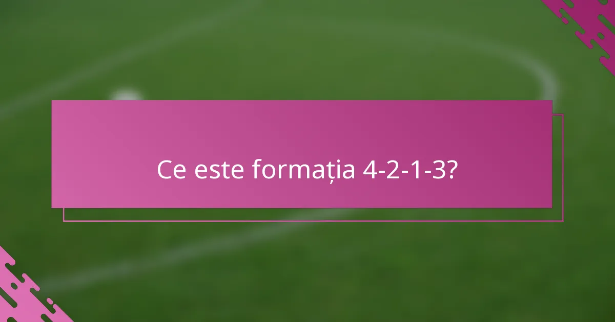 Ce este formația 4-2-1-3?