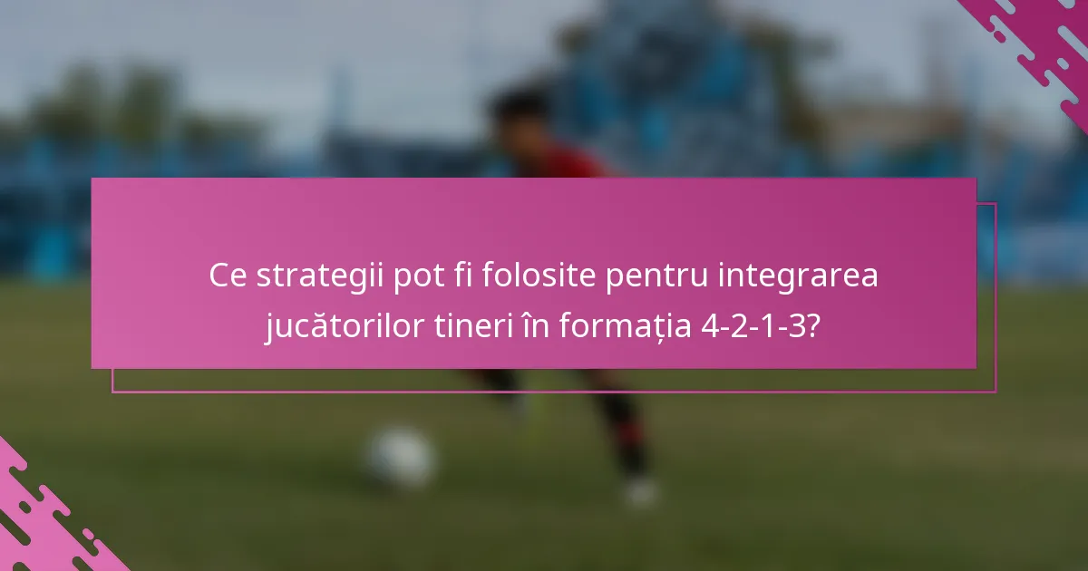 Ce strategii pot fi folosite pentru integrarea jucătorilor tineri în formația 4-2-1-3?