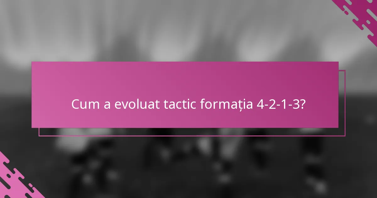 Cum a evoluat tactic formația 4-2-1-3?