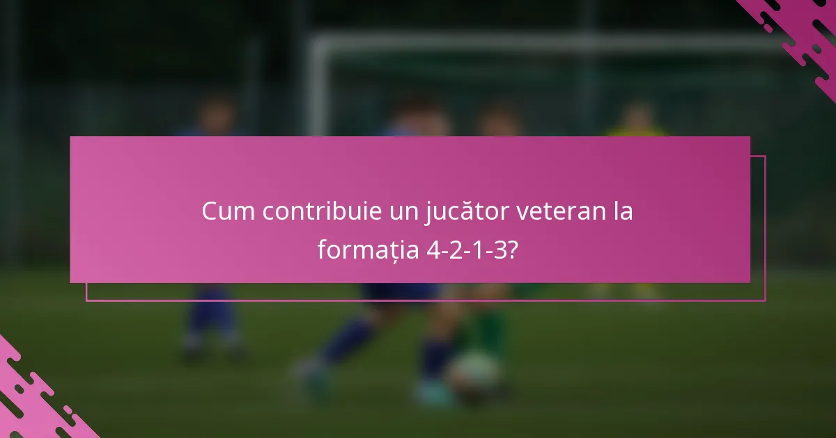 Cum contribuie un jucător veteran la formația 4-2-1-3?