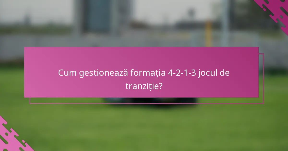 Cum gestionează formația 4-2-1-3 jocul de tranziție?
