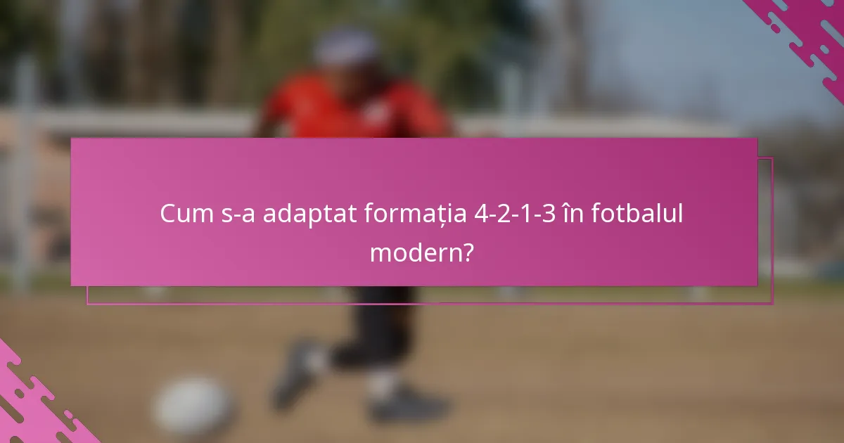Cum s-a adaptat formația 4-2-1-3 în fotbalul modern?